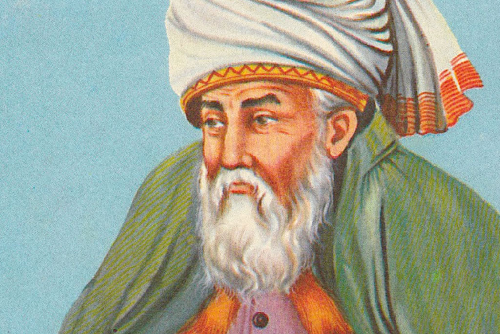 Portrait of Rumi the famous Sufi mystic poet