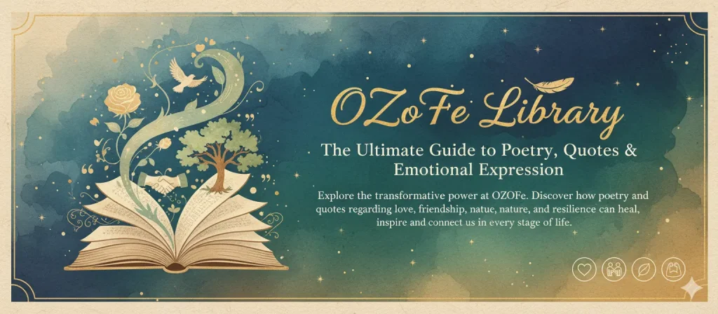 OZoFe website banner with poetry books